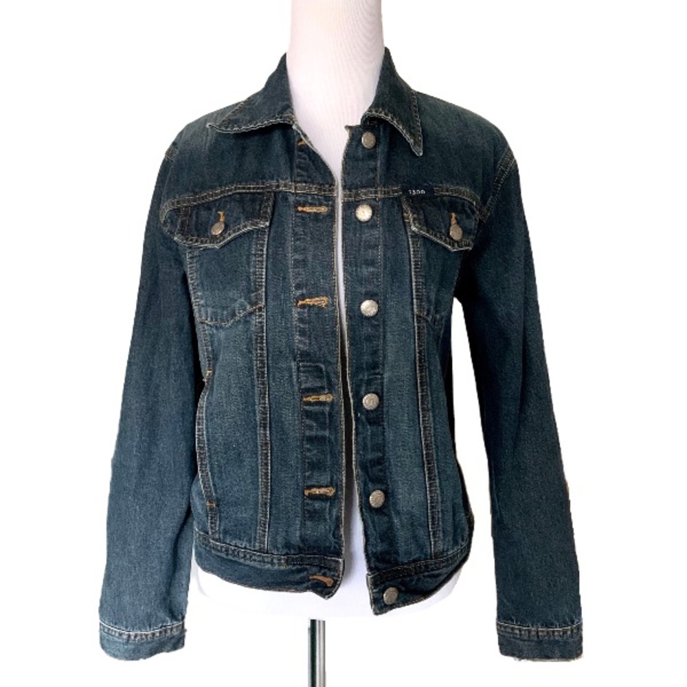 Izod dark blue denim jean jacket size M